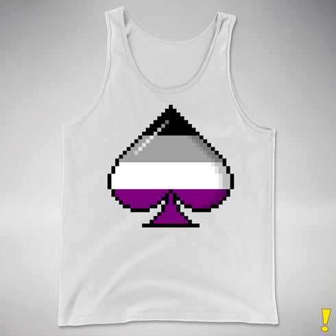 Asexual Pride Pixel Ace of Spades Premium Tank Top - White